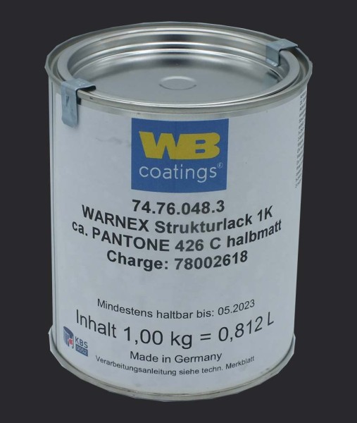 B67883 B-Stock 1kg Warnex Strukturlack ca. Pantone 426C halbmatt MHD 4/2024 