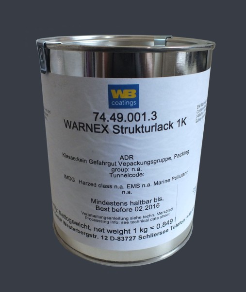 B67110 B-Stock 1kg Warnex Strukturlack RAL 7016 Anthrazitgrau MHD 6/2024