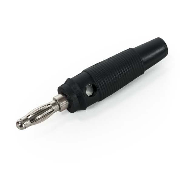 11533 Bananen-Stecker 4 mm, Querloch, Druckfeder, schwarz